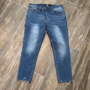 Lucky & Blessed Faded Blue Cropped Jeans